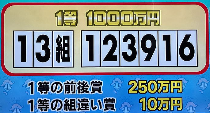 2022年11月25日(金)抽選 第2609回関・中・東当選番号結果