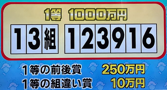 2022年11月25日(金)抽選 第2609回関東・中部・東北自治宝くじ当選番号結果