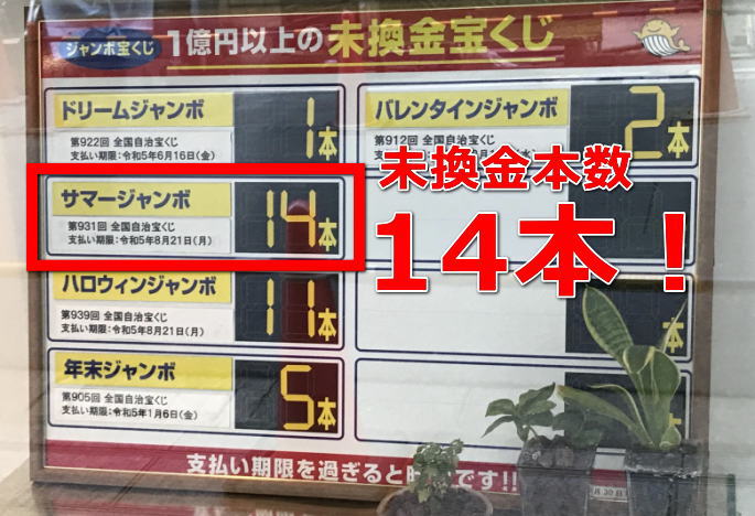 サマージャンボ宝くじ2023の未換金本数