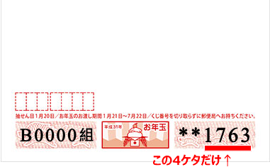 2019年お年玉付き年賀はがき当選番号一覧の見方