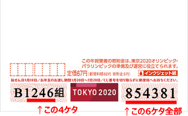 2020年お年玉付き年賀はがき当選番号一覧の見方