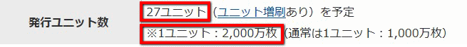 1ユニット＝2,000万枚の“10億円”