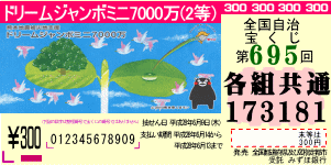 ドリームジャンボミニ7000万（第719回全国自治宝くじ）の2等抽せん結果！