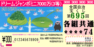 ドリームジャンボミニ7000万（第719回全国自治宝くじ）の3等抽せん結果！