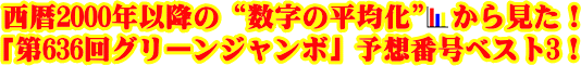 西暦2000年以降の“数字の平均化” から見た！「第636回グリーンジャンボ」予想番号 ベスト3！