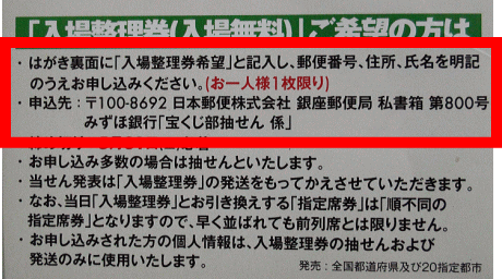 「入場整理券」の応募方法です。